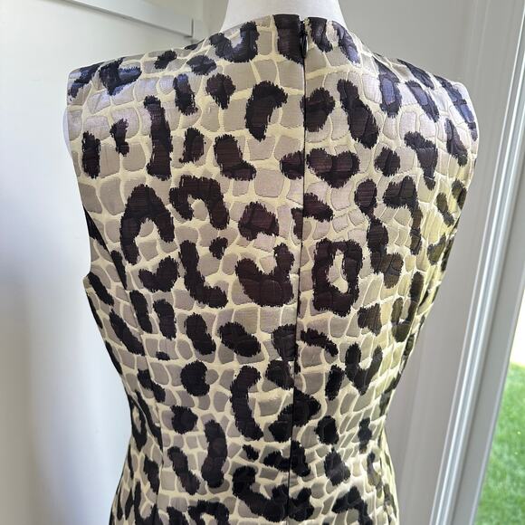 ST. JOHN COUTURE Stunning Luxury Sz 4 Animal Print Beaded Sheath Dress Knee - Picture 7 of 10